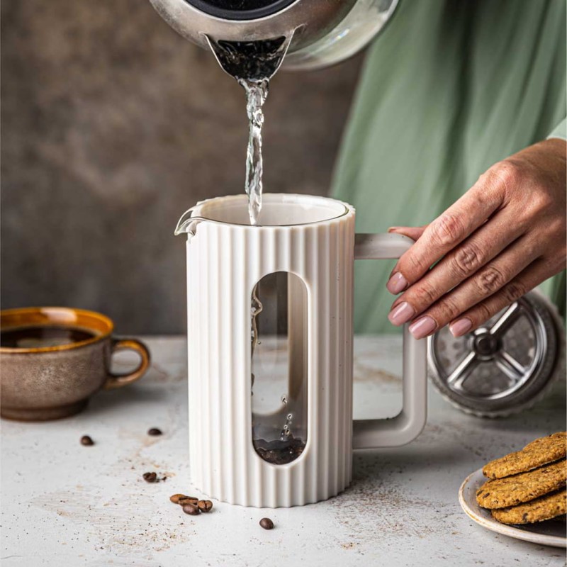 Zaparzacz tłokowy French Press do kawy herbaty 600ml KLAUSBERG KB-7748 biały