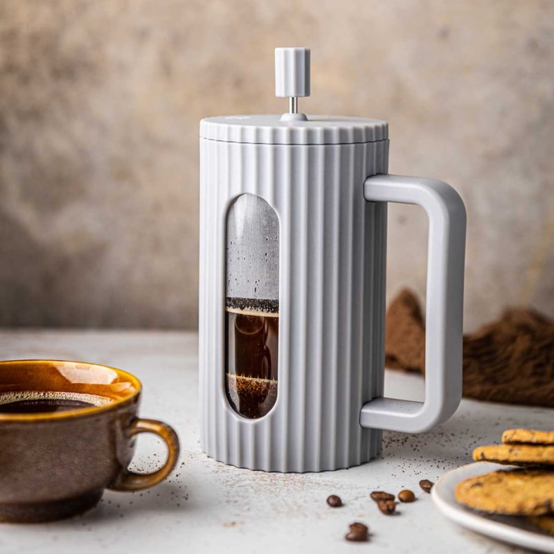 Zaparzacz tłokowy French Press do kawy herbaty 600ml KLAUSBERG KB-7747 szary