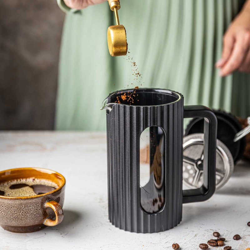 Zaparzacz tłokowy French Press do kawy herbaty 600ml KLAUSBERG KB-7746 czarny