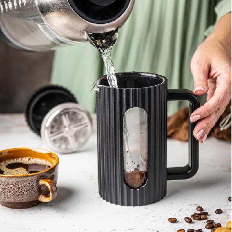 Zaparzacz tłokowy French Press do kawy herbaty 600ml KLAUSBERG KB-7746 czarny