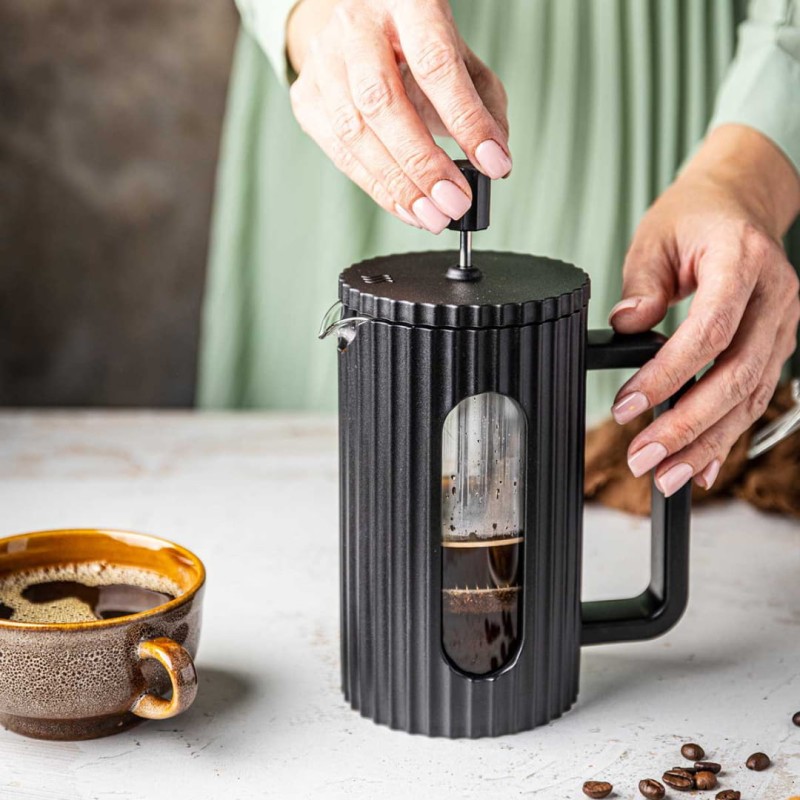 Zaparzacz tłokowy French Press do kawy herbaty 600ml KLAUSBERG KB-7746 czarny