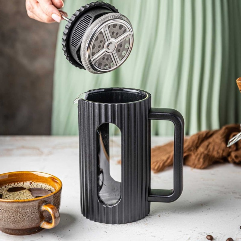 Zaparzacz tłokowy French Press do kawy herbaty 600ml KLAUSBERG KB-7746 czarny
