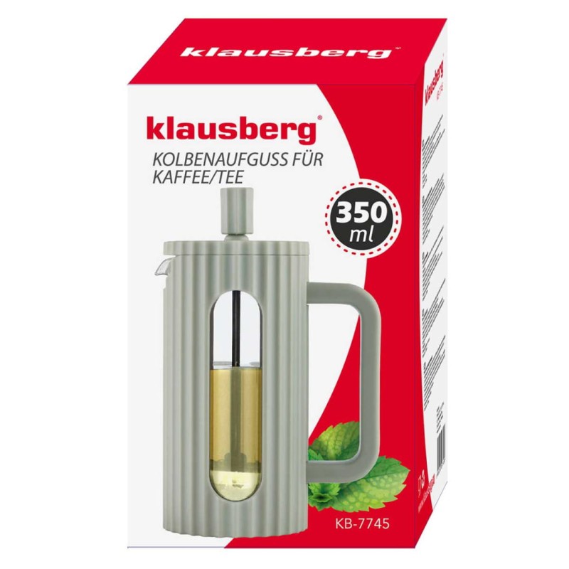 Zaparzacz tłokowy French Press do kawy herbaty 350ml KLAUSBERG KB-7745 zielony