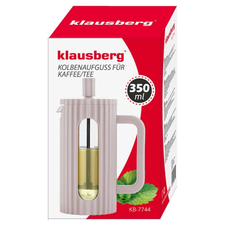 Zaparzacz tłokowy French Press do kawy herbaty 350ml KLAUSBERG KB-7744 różowy