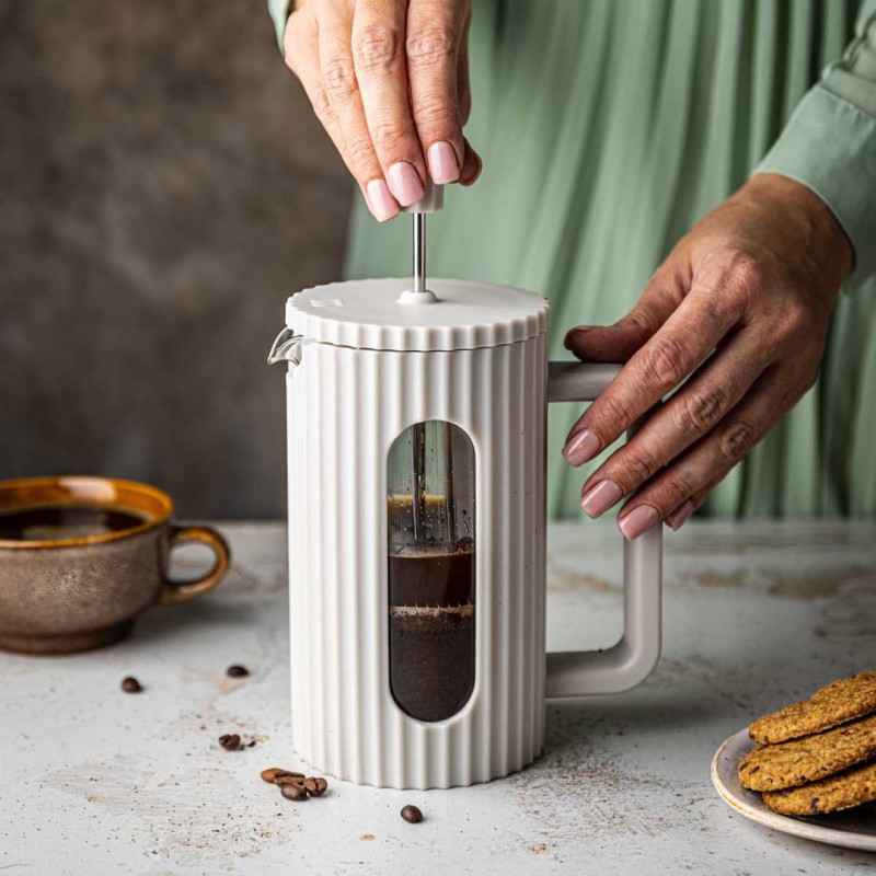 Zaparzacz tłokowy French Press do kawy herbaty 350ml KLAUSBERG KB-7743 biały