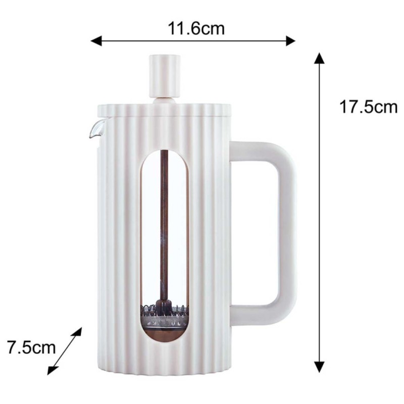 Zaparzacz tłokowy French Press do kawy herbaty 350ml KLAUSBERG KB-7743 biały