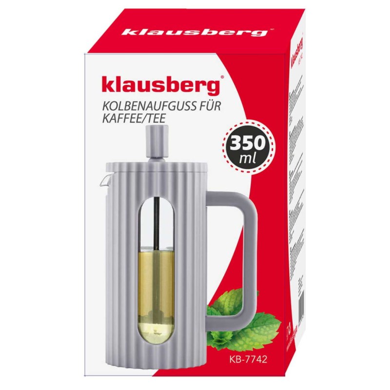 Zaparzacz tłokowy French Press do kawy herbaty 350ml KLAUSBERG KB-7742 sary