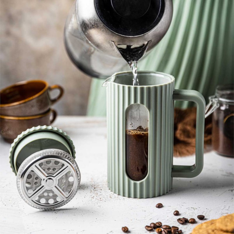 Zaparzacz tłokowy French Press do kawy herbaty 1000ml KLAUSBERG KB-7755 zielony