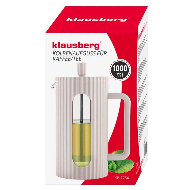 Zaparzacz tłokowy French Press do kawy herbaty 1000ml KLAUSBERG KB-7754 różowy