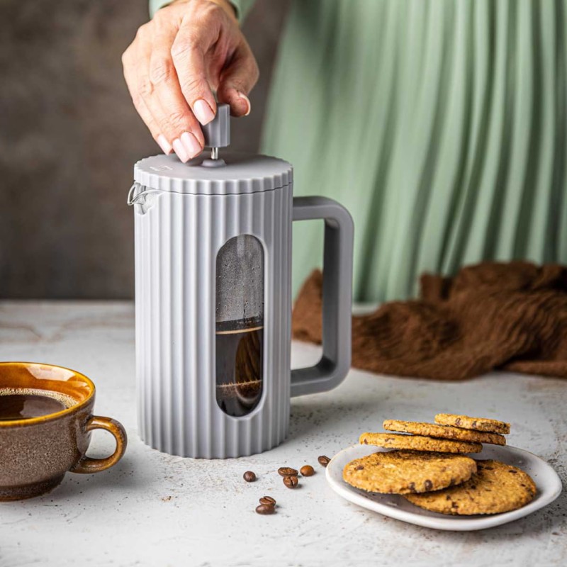 Zaparzacz tłokowy French Press do kawy herbaty 1000ml KLAUSBERG KB-7752 szary