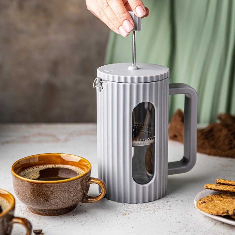 Zaparzacz tłokowy French Press do kawy herbaty 1000ml KLAUSBERG KB-7752 szary