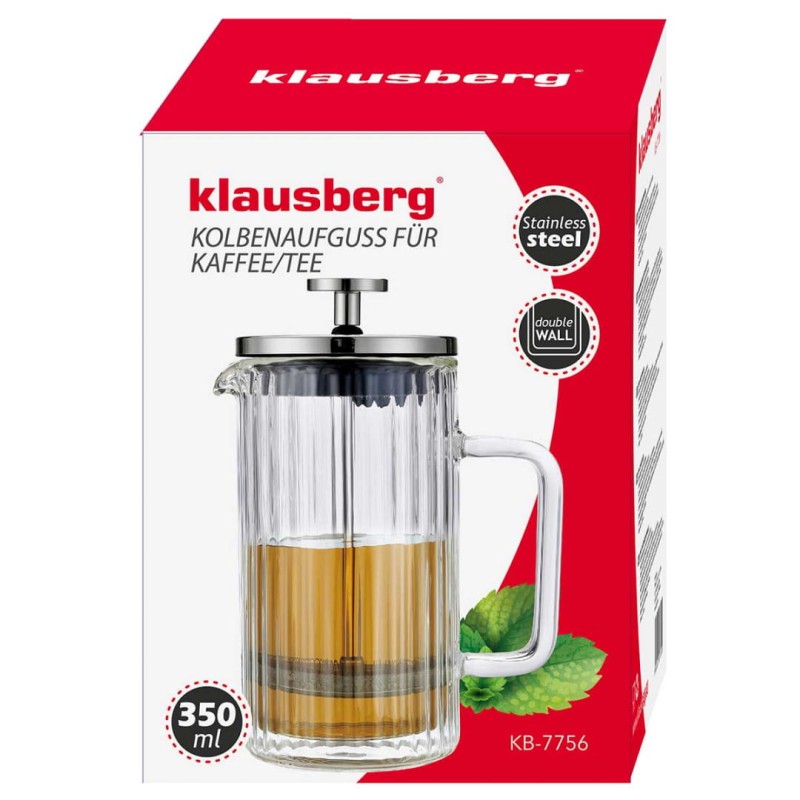 Zaparza tłokowy French Press do kawy herbaty szklany 350ml KLAUSBERG