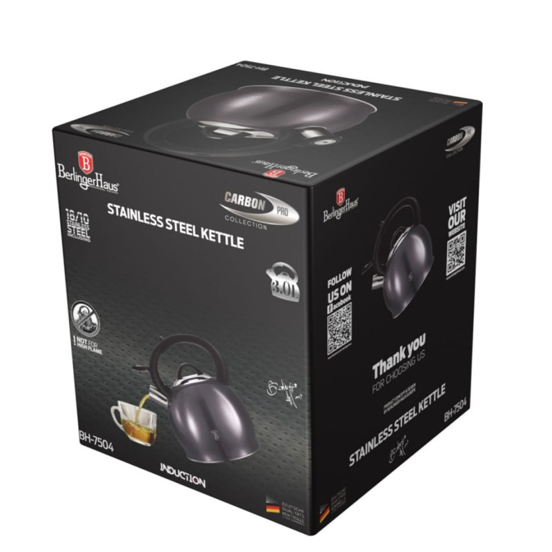Czajnik z gwizdkiem 3L BERLINGER HAUS CARBON PRO