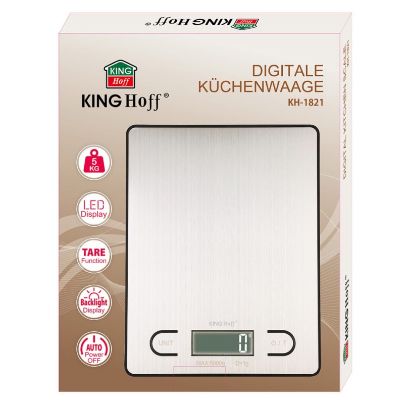 Waga kuchenna elektroniczna do 5kg KINGHOFF srebrna