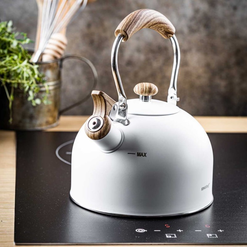Czajnik z gwizdkiem 2,5L KINGHOFF biały