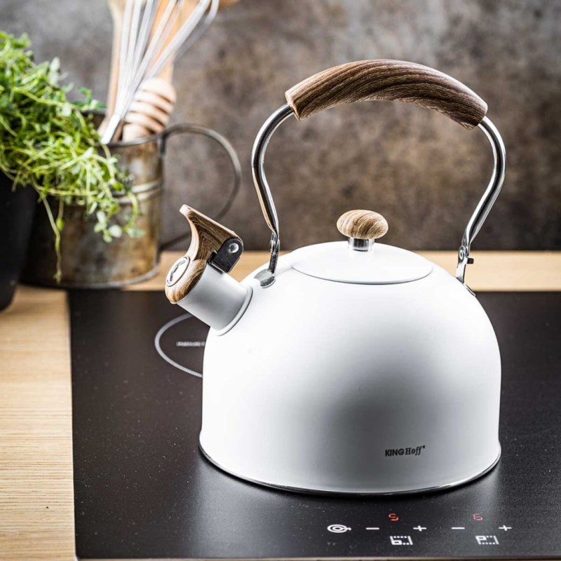 Czajnik z gwizdkiem 2,5L KINGHOFF biały