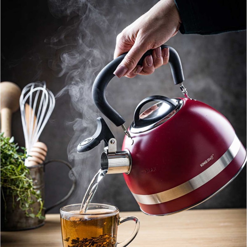 Czajnik z gwizdkiem 1,8L KINGHOFF czerwony