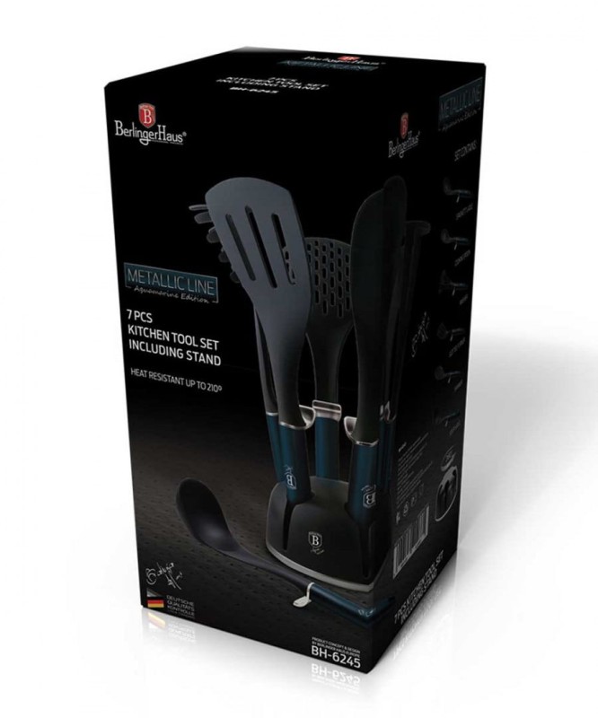 Zestaw przyborów kuchennych w stojaku BERLINGER HAUS Aquamarine