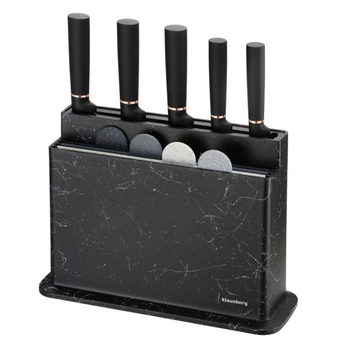 Zestaw 5 noży i 4 desek kuchennych w stojaku KLAUSBERG czarny