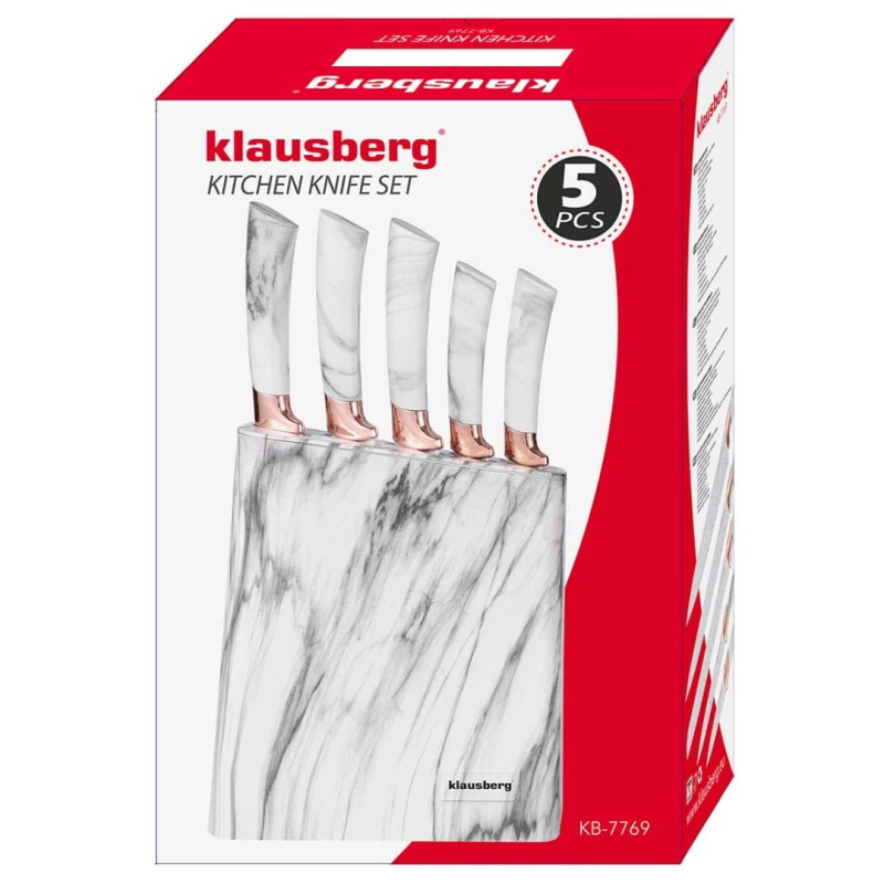 Zestaw 5 noży kuchennych w bloku KLAUSBERG biały