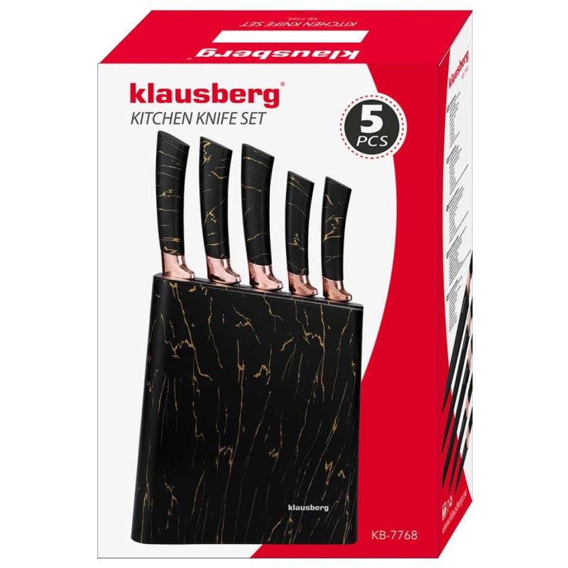 Zestaw 5 noży kuchennych w bloku KLAUSBERG czarny