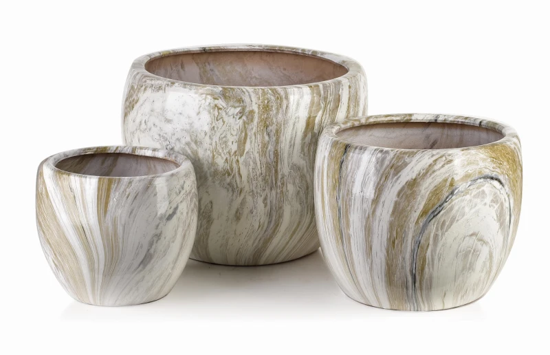 Komplet 3 doniczek 37x37x29,5/28x28x24/20x20x19cm NEVA MARBLE