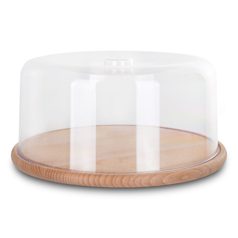 Patera drewniana z kloszem 30cm na sery wędliny ciasto