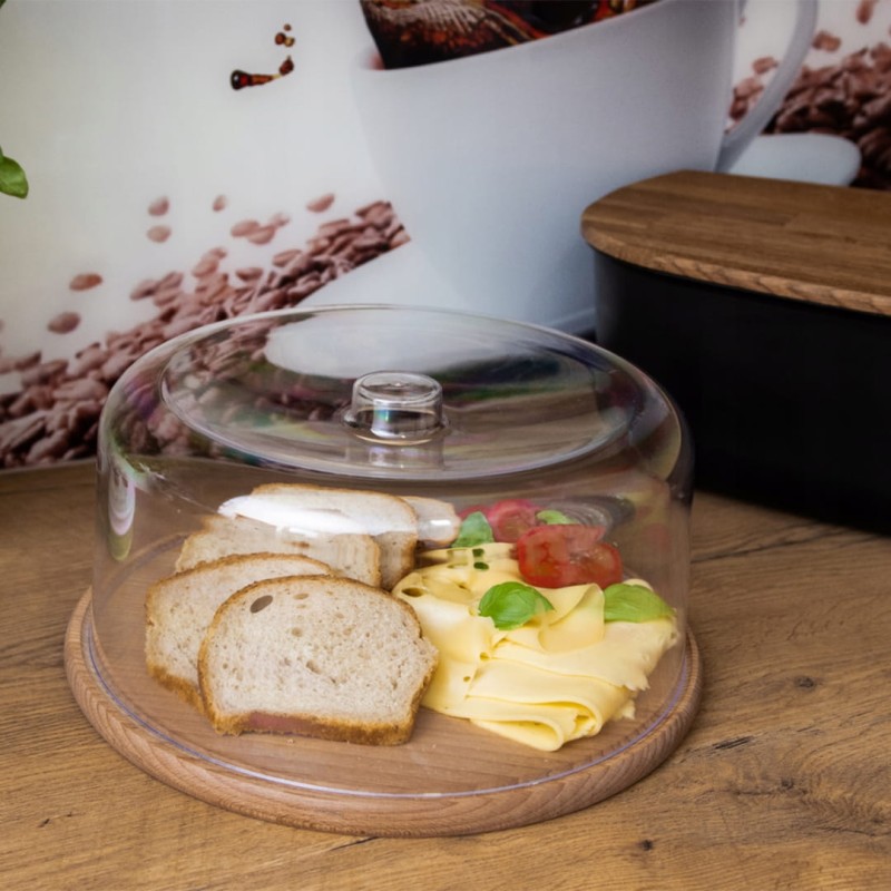 Patera drewniana z kloszem 30cm na sery wędliny ciasto