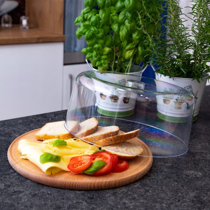 Patera drewniana z kloszem 30cm na sery wędliny ciasto