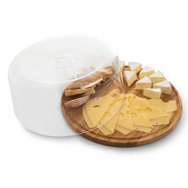 Patera drewniana z kloszem 30cm na sery wędliny ciasto