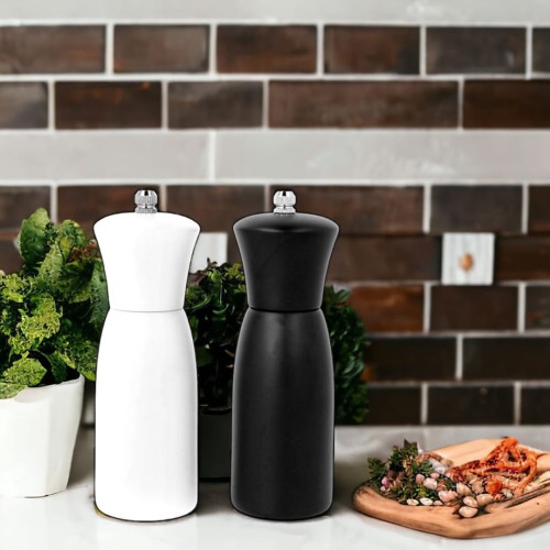 Zestaw młynków do soli i pieprzu biało czarny