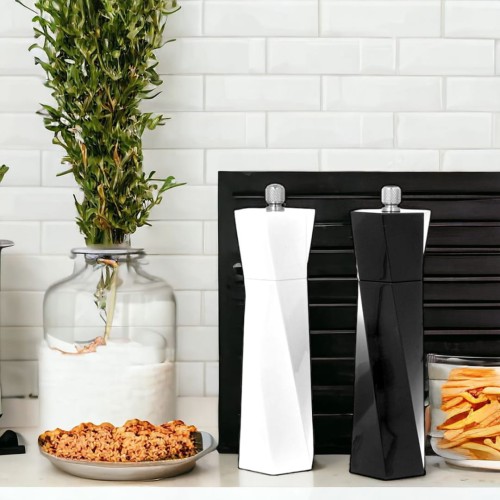 Zestaw młynków do soli i pieprzu czarno biały