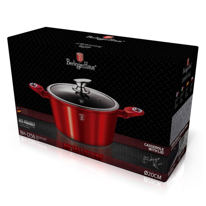 Garnek z powłoką granitową 20cm BERLINGER HAUS RED METALLIC LINE czerwony