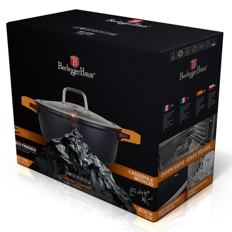 Garnek z powłoką GRANIT DIAMOND 28cm 6l BERLINGER HAUS