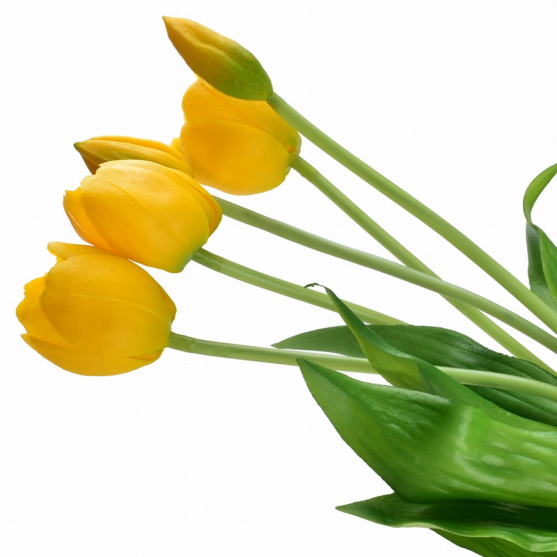 Kwiat sztuczny bukiet 5 Tulipanów żółtych 40cm VIRIDIS