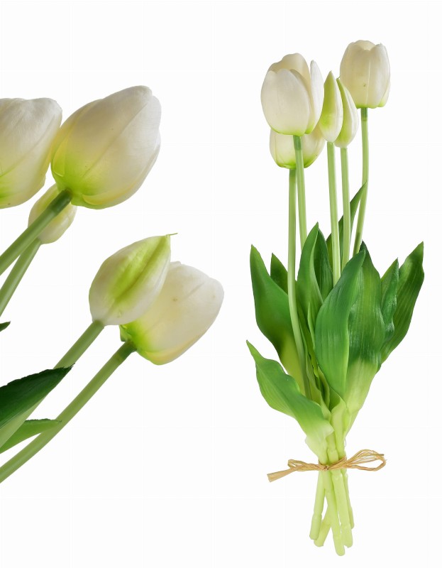 Kwiat sztuczny bukiet 5 Tulipanów białych 40cm VIRIDIS