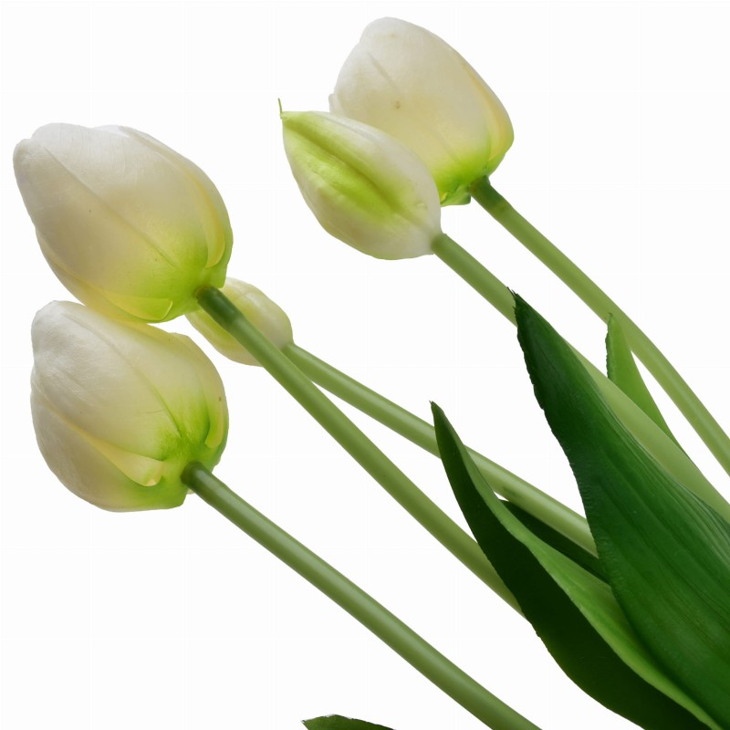 Kwiat sztuczny bukiet 5 Tulipanów białych 40cm VIRIDIS