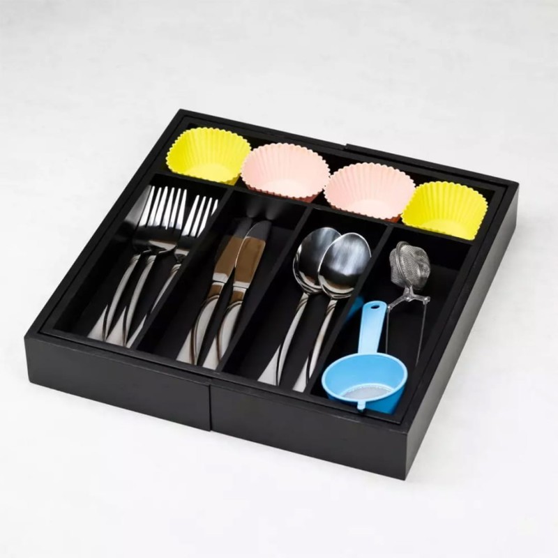 Wkład organizer do szuflady na sztućce przybory KINGHOFF rozsuwany czarny