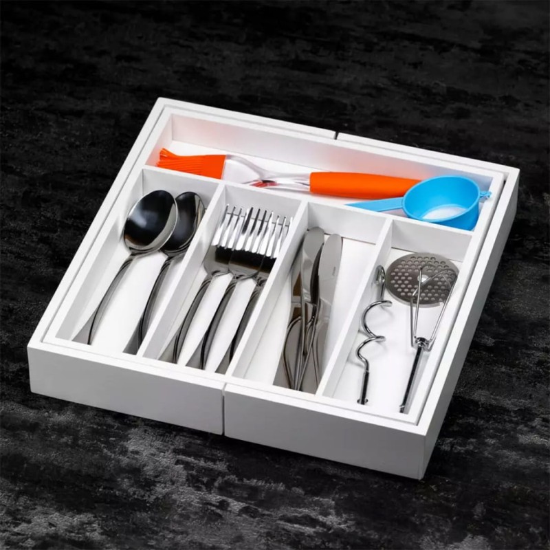 Wkład organizer do szuflady na sztućce przybory KINGHOFF rozsuwany biały