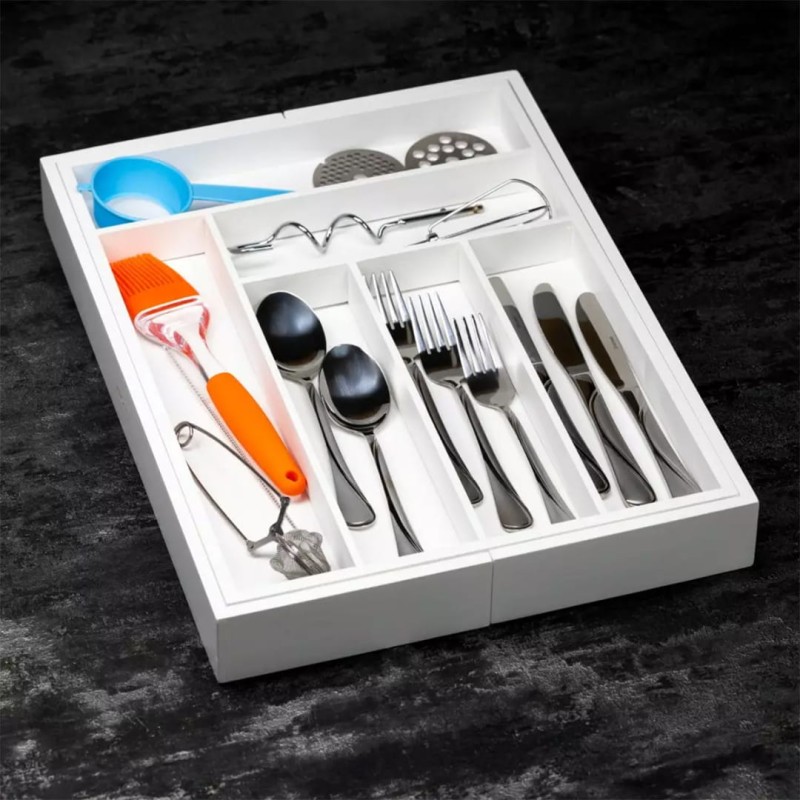 Wkład do szuflady na sztućce przybory KINGHOFF rozsuwany biały