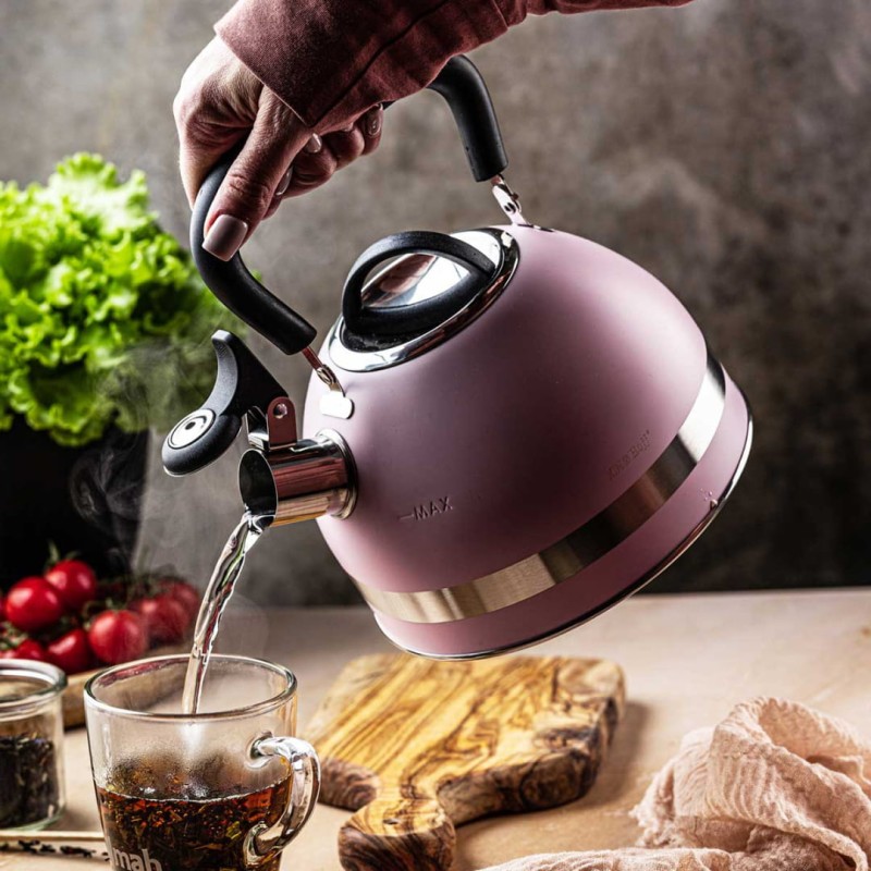 Czajnik z gwizdkiem 1,8L KINGHOFF różowy