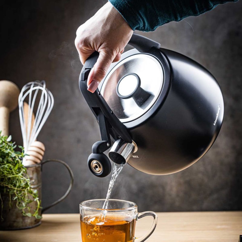 Czajnik stalowy z gwizdkiem 2,5L KLAUSBERG czarny
