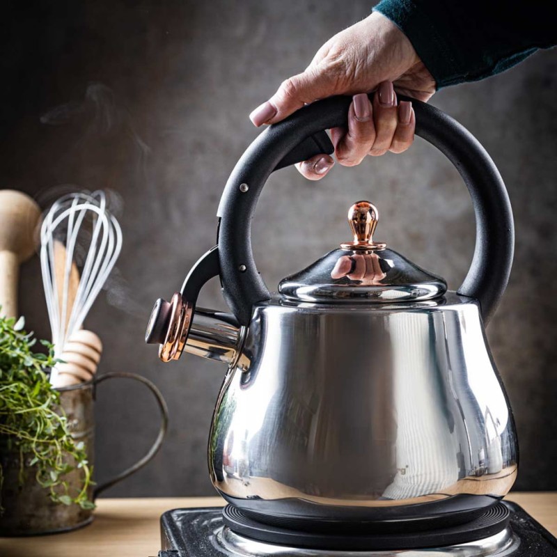 Czajnik stalowy z gwizdkiem 2,8L KLAUSBERG srebrny