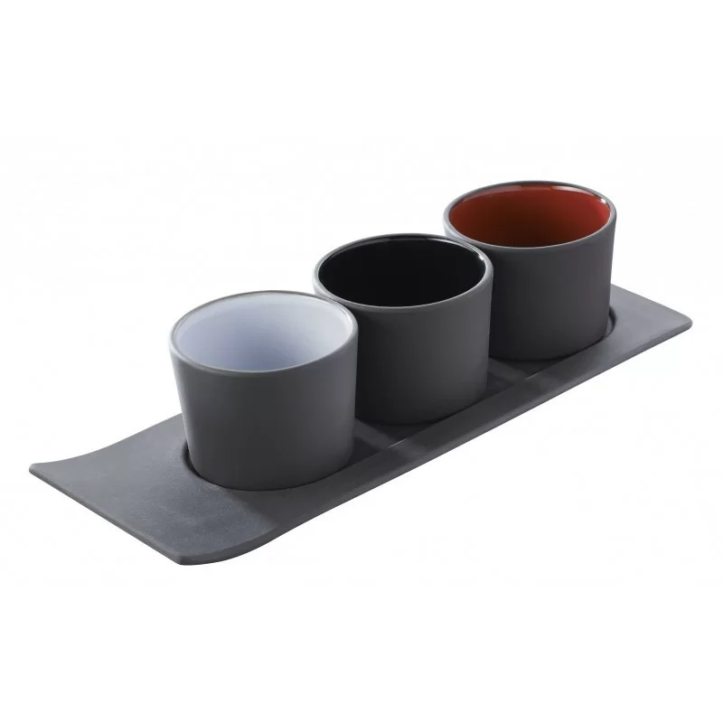 Miseczka 150ml czarno czerwona SOLID porcelanowa