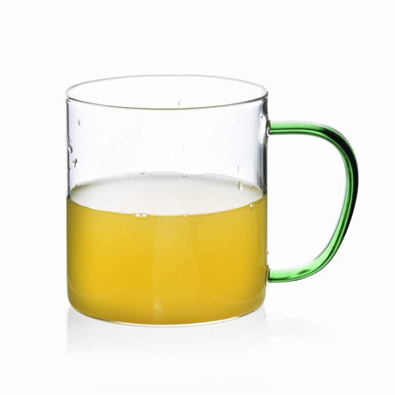 Kubek szklany z zielonym uchem 450ml PETER GREEN