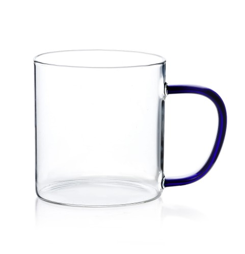 Kubek szklany z granatowym uchem 450ml PETER BLUE