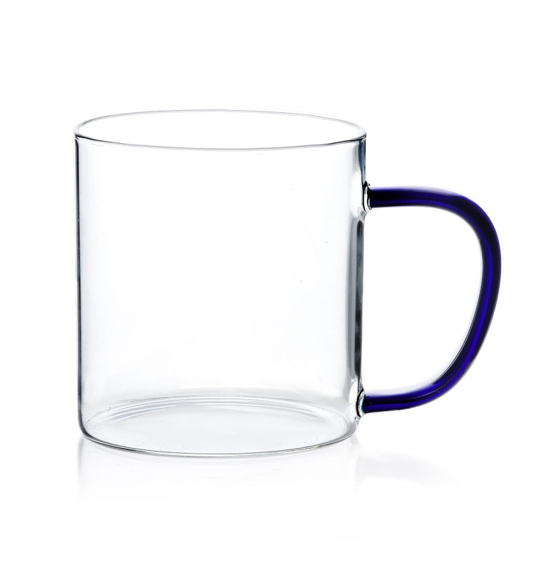 Kubek szklany z granatowym uchem 450ml PETER BLUE