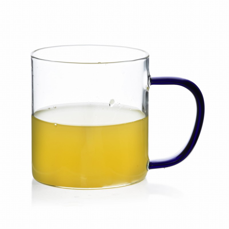 Kubek szklany z granatowym uchem 450ml PETER BLUE