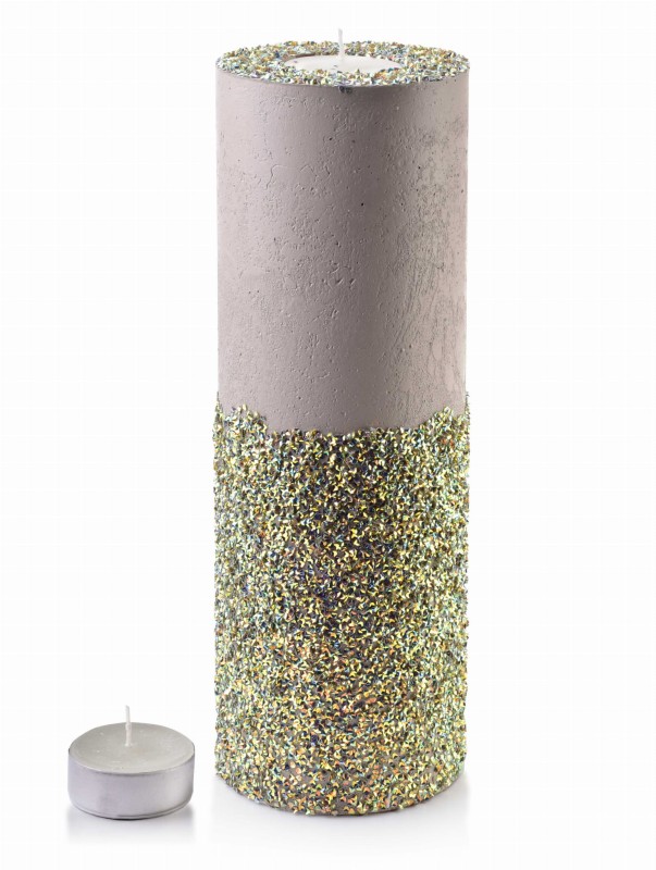 Świeca lampion walec 120x360 DIAMENT LEN MULTI