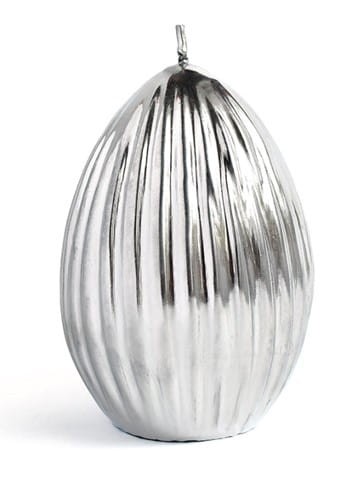 Świeca JAJKO KARBOWANE małe 6,5x8cm srebrne